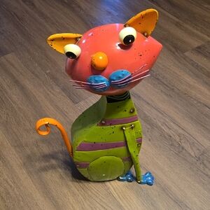 Source Unknown Vibrant Metal Cat Sculpture